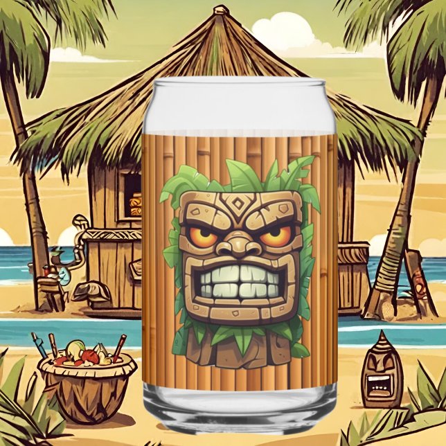 Cool Hawaii tiki head party  Can Glass (Creator Uploaded)