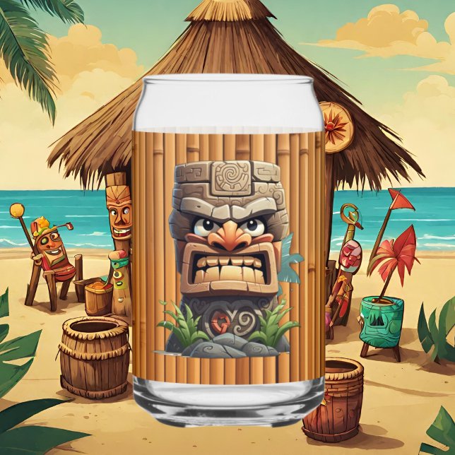 Cool Hawaii tiki head party Can Glass (Creator Uploaded)