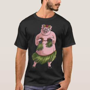 Cool Hawaiian Luau Pig Funny Boar Lover Hula Danci T-Shirt