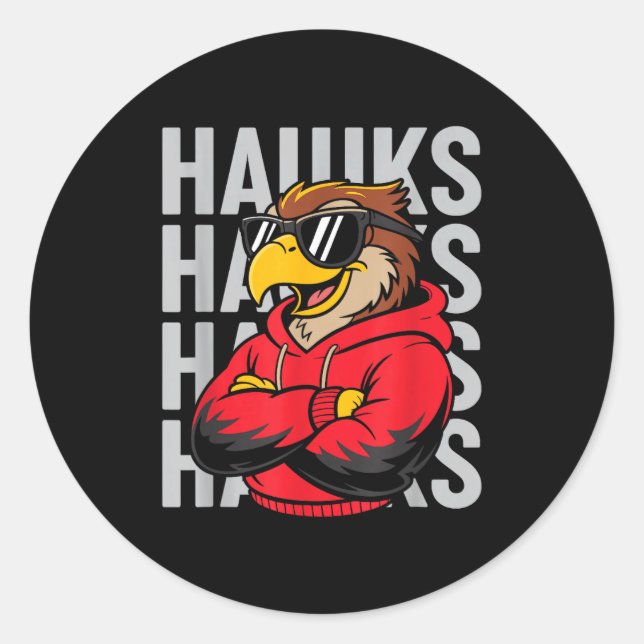 Cool Hawk Gift For Men Women Boys Girls Kids  Classic Round Sticker (Front)