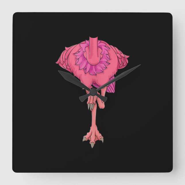 Cool Headless Flamingo Halloween Costume Funny Square Wall Clock (Front)