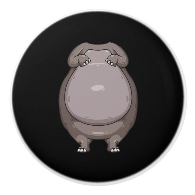 Cool Headless Hippo Halloween Costume  Funny Lazy Ceramic Knob (Front)