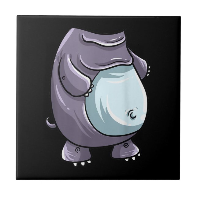Cool Headless Hippo Halloween Costume Funny Lazy Tile (Front)