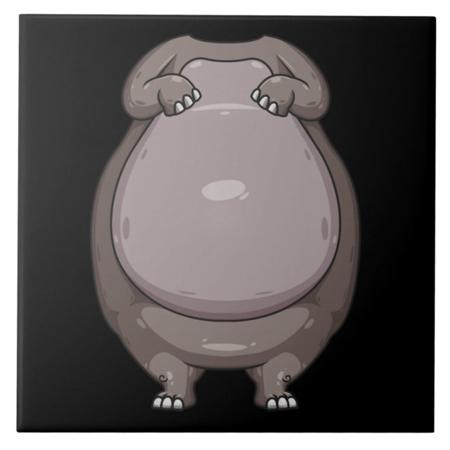 Cool Headless Hippo Halloween Costume  Funny Lazy Tile (Front)