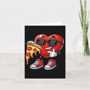 Cool Heart Eating Pizza Valentine Funny Kids Febru Card