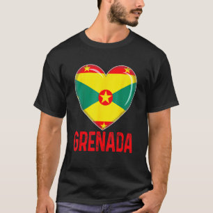 Cool Heart Grenada Flag Men Women Kid Patriotic T-Shirt