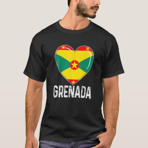 Cool Heart Grenada Flag Men Women Kid Patriotic   T-Shirt