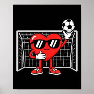 Cool Heart Playing Soccer Kids Valentine Goalkeepe Poster