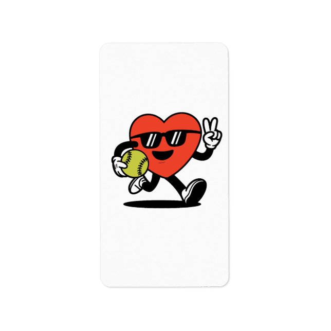 Cool Heart Playing Softball Sticker – Fun and Play (Front)