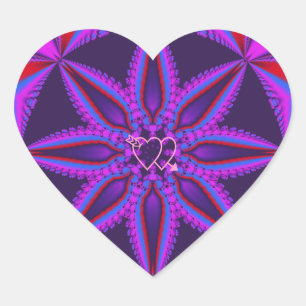 Cool heart shaped sticker fantasy flower & hearts