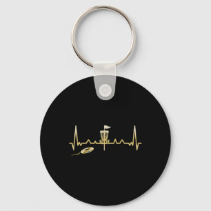 Cool Heartbeat Disc Golf Lovers With Flying Disc - Key Ring