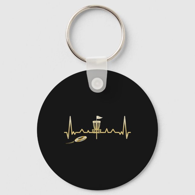 Cool Heartbeat Disc Golf Lovers With Flying Disc - Key Ring (Front)