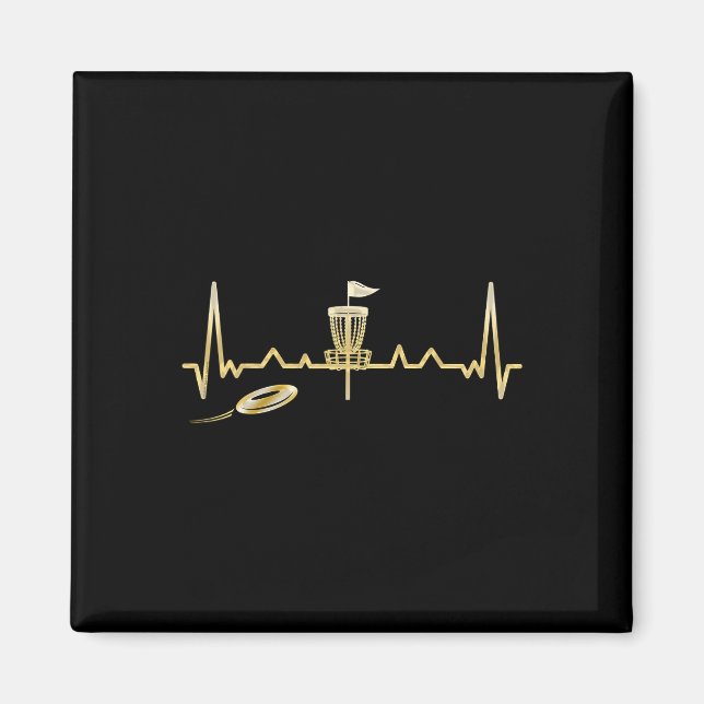 Cool Heartbeat Disc Golf Lovers With Flying Disc - Magnet (Front)