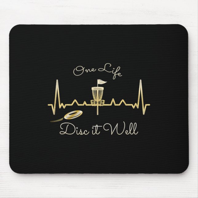 Cool Heartbeat One Life Disc It Well - Disc Golf  Mouse Mat (Front)