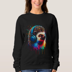Cool Hedgehog Headphone Music Art Christmas Birthd Sweatshirt