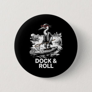 Cool Heron Dock And Roll Kayaking Lake Life 6 Cm Round Badge