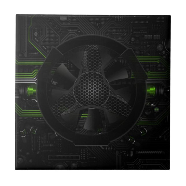 Cool Hi-Tech Modern Design Realistic Computer Core Tile (Front)