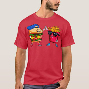 Cool High Five Hamburger Fries Friends Funny Combo T-Shirt