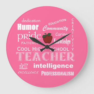 Cool High School Teacher Attributes+Red Apple Large Clock