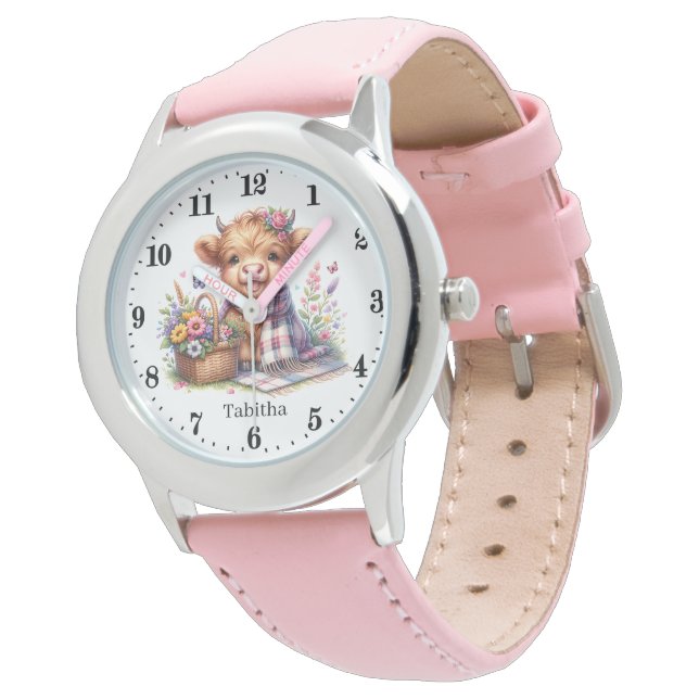 Cool Highland cow add name  Watch (Angled)