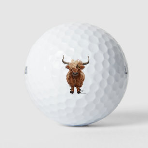 Cool Highland Cow Art Pack of Golf Balls