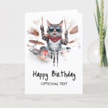 *~*Cool Hip Cat DRUMMER AP91  Birthday Card