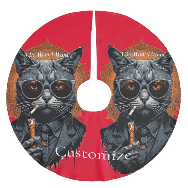 Cool Hip Cat Thunder_Cove Brushed Polyester Tree Skirt (Front)