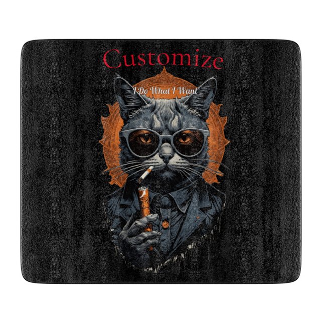 Cool Hip Cat Thunder_Cove Cutting Board (Front)