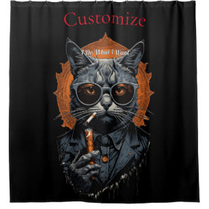 Cool Hip Cat Thunder_Cove Shower Curtain