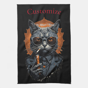 Cool Hip Cat Thunder_Cove Tea Towel