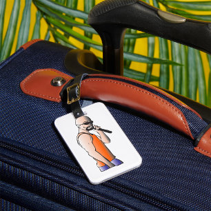 Cool Hip Hop Bald Guy Singer with Microphone  Luggage Tag