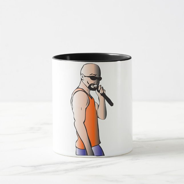 Cool Hip Hop Bald Guy Singer with Microphone  Mug (Creator Uploaded)