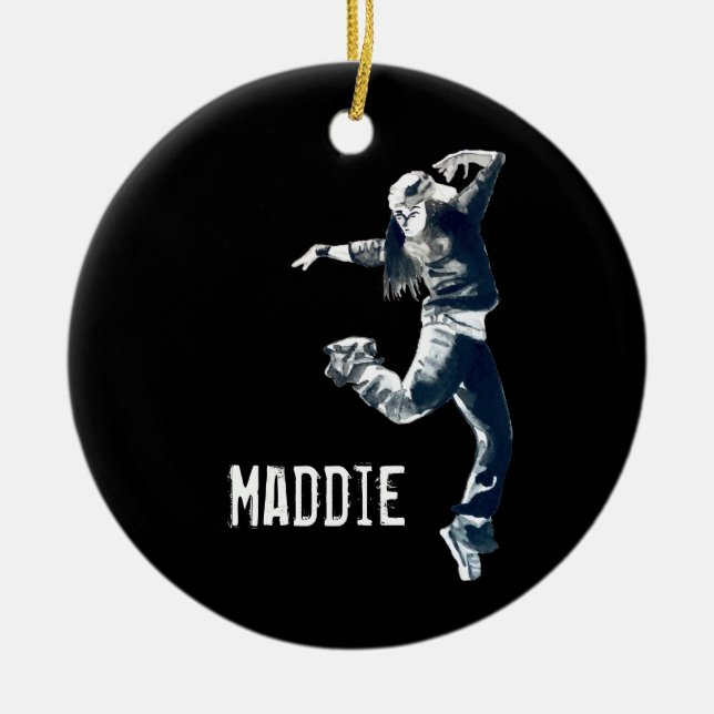 Cool hip hop dancer art ceramic ornament (Front)
