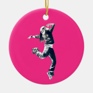 Cool hip hop dancer art ceramic tree decoration