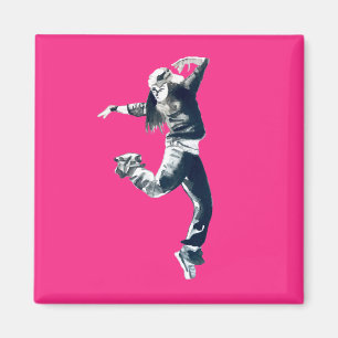 Cool hip hop dancer art magnet