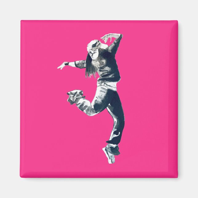 Cool hip hop dancer art magnet (Front)