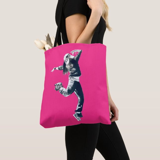Cool hip hop dancer art tote bag (Close Up)