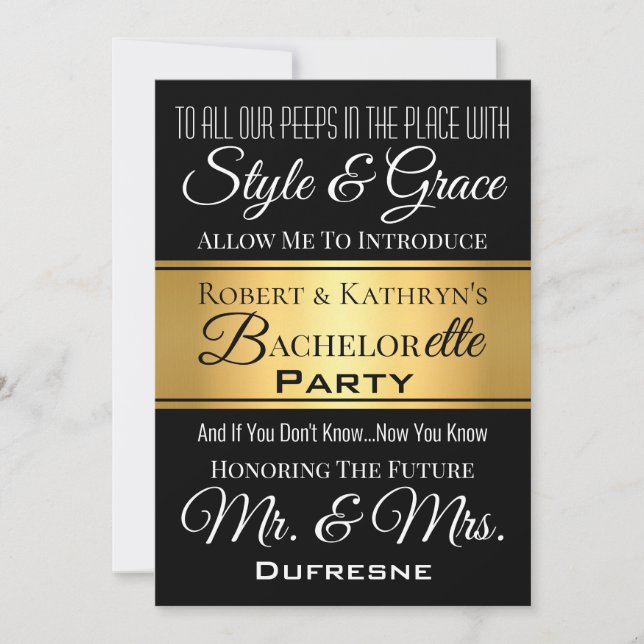 Cool Hip Hop His & Hers Bachelor/Bachelorette Invitation (Front)