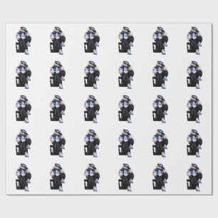 Cool Hip Hop Teddy Bear Round Pin Back Button Wrapping Paper