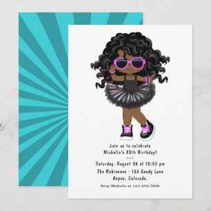 Cool Hip Hop Tutu Rap Girl Birthday Party Invitation
