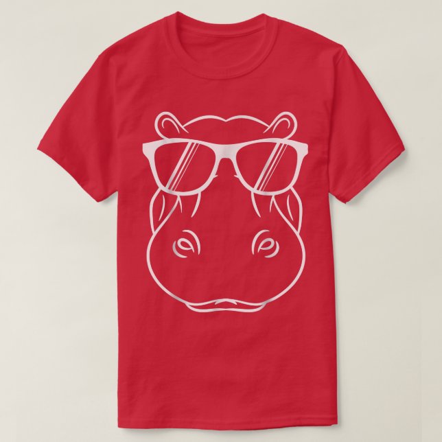 Cool Hippo DesignCute Hippopotamus W Sunglass  T-Shirt (Design Front)