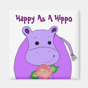 Cool Hippo With Flowers Magnet