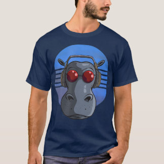 Cool hippo with headphones Music T-Shirt