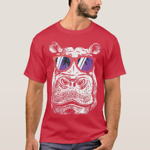 Cool Hippopotamus Hippo Lover Hipster Wildlife Zo T-Shirt