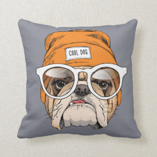 Cool Hipster Bulldog Cushion