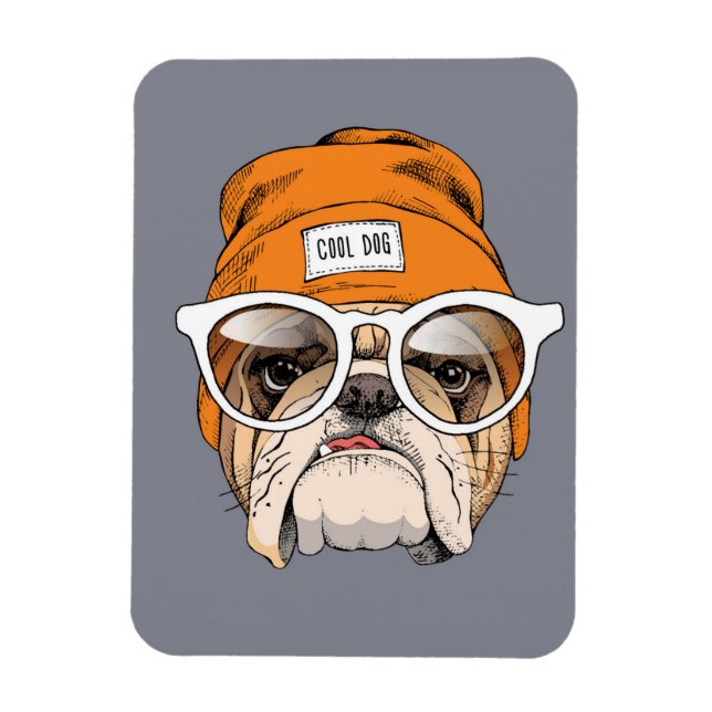 Cool Hipster Bulldog Magnet (Vertical)