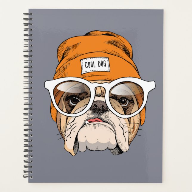 Cool Hipster Bulldog Planner (Front)