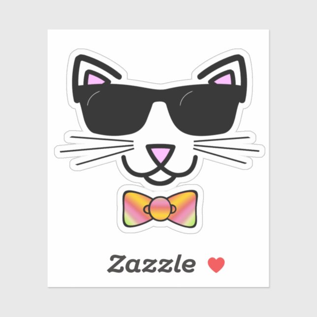 Cool Hipster Cat Bow Tie (Sheet)