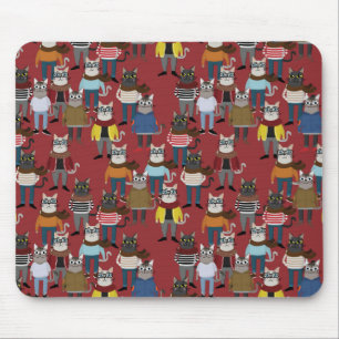 Cool Hipster Cat Pattern Mouse Mat
