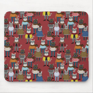 Cool Hipster Cat Pattern Mouse Mat